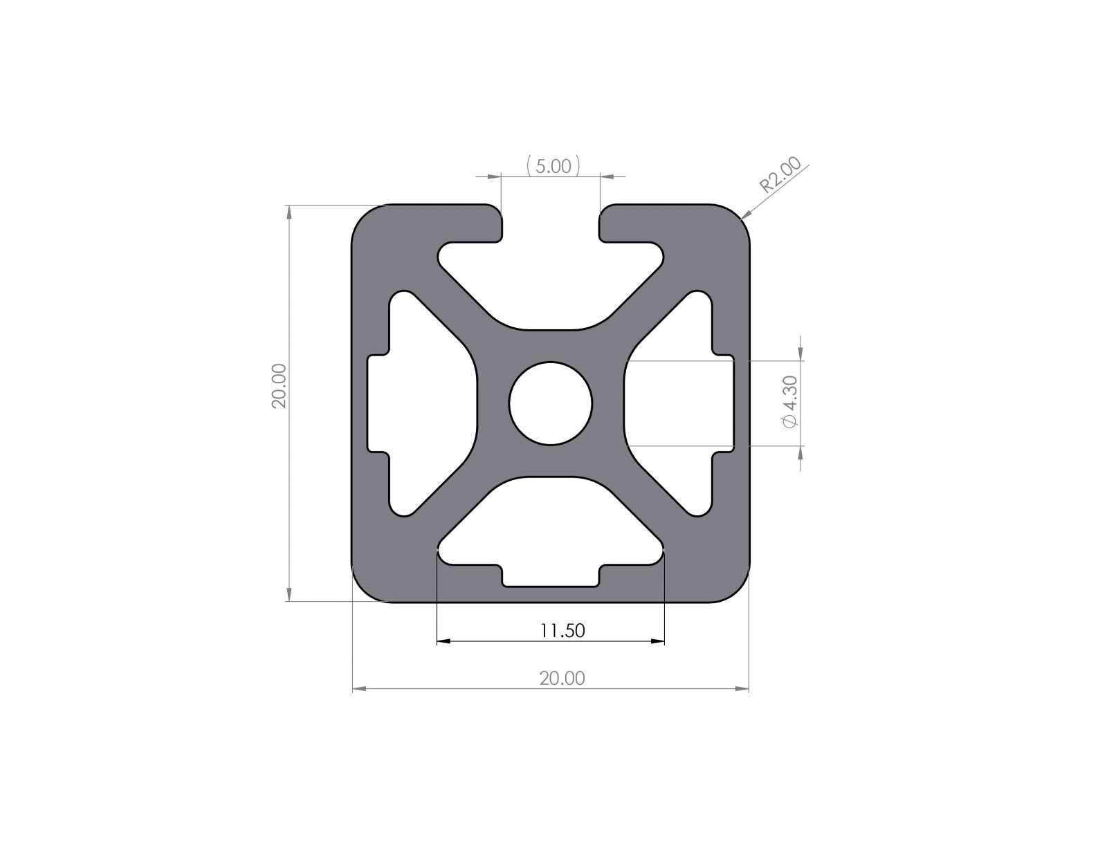 Aluminiumprofil 20x20 Nut 5 I-Typ 3N